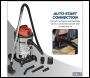 Sealey PC300SDAUTO 30L Industrial Vacuum Cleaner Wet & Dry with Stainless Steel Drum & Auto-Start 1400W/230V