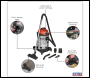 Sealey PC300SDAUTO 30L Industrial Vacuum Cleaner Wet & Dry with Stainless Steel Drum & Auto-Start 1400W/230V