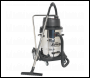 Sealey PC477 Vacuum Cleaner Industrial Wet & Dry 77L Stainless Steel Drum with Swivel Emptying 2400W