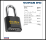 Sealey PL603L Premier™ Steel Body Combination Padlock Long Shackle 62mm