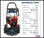 Sealey PWM2500SP Pressure Washer 198bar 513L/hr Self-Priming 5.8hp Petrol