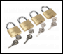 Sealey S0992 Brass Body Padlock with Brass Cylinder Keyed Alike - Pack of 4
