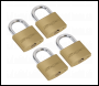 Sealey S0992 Siegen Brass Body Padlock with Brass Cylinder Keyed Alike - Pack of 4