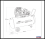 Sealey SAC1203B 200L Belt Drive Air Compressor with Cast Cylinders & Wheels 3.5hp