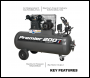 Sealey SAC3203B3PH Premier 200L Belt Drive Air Compressor with Front Control Panel 3hp 415V 3ph