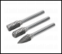 Sealey SDBK3 Tungsten Carbide Rotary Burr Set 3pc