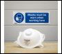 Sealey SS57P10 Worksafe® Masks Must Be Worn Safety Sign, Rigid Plastic - Pack of 10