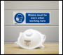 Sealey SS57P1 Mandatory Safety Sign - Masks Must Be Worn - Rigid Plastic