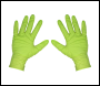 Sealey SSP54L Diamond Grip Extra-Thick Nitrile Powder-Free Gloves, Hi-Vis Green, Large - Pack of 50