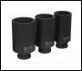Sealey SX051 Impact Hub Nut Socket Set 3pc 12-Point 1/2 inch Sq Drive