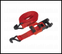 Sealey TD41248JD Ratchet Straps Polyester Webbing with J-Hooks 32mm x 4.9m 1200kg Breaking Strength - 2 Pairs