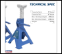 Sealey VS2002BL Ratchet Type Axle Stands (Pair) 2 Tonne Capacity per Stand - Blue