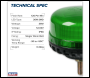 Sealey WB951LEDG Warning Beacon with 12mm Bolt Fixing 36W SMD LED 12/24V - Green