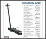 Sealey YAJ20-60LR Viking Long Reach/Low Profile Air Operated Telescopic Jack 20-60 Tonne