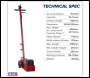 Sealey YAJ201 Air Operated Single Stage Jack 20 Tonne