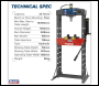 Sealey YK209F Premier Heavy-Duty Floor Type Hydraulic Press 20 Tonne