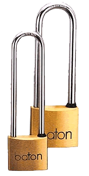 Baton Long Shackle Brass Padlock 50mm x 6.25mm Shackle