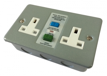 Eterna Twin Unswitched RCD Socket - Metal Clad