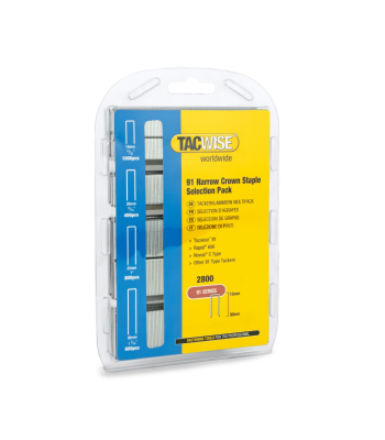 Tacwise Type 91/15-30mm Assorted Galvanised Narrow Crown Staples, Box of 2800 to suit Tacwise 191EL, Duo 35, Duo 50 - Code 0204