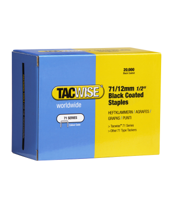Tacwise Type 71/12mm Black Coated Staples, Box of 20,000 to suit Tacwise A7116V, A7116LN, A7116P - Code 0290