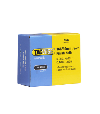 Tacwise Type 16G/30mm Galvanised Finish Nails, Pack of 2500 to suit Tacwise DFN50V, FFN64LHH, GFN64V, FCT50LHH - Code 0293