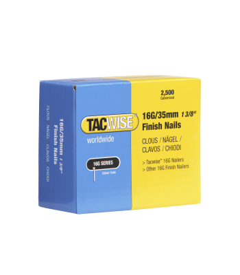 Tacwise Type 16G/35mm Galvanised Finish Nails, Pack of 2500 to suit Tacwise DFN50V, FFN64LHH, GFN64V, FCT50LHH - Code 0295