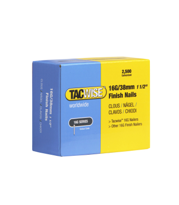 Tacwise Type 16G/38mm Galvanised Finish Nails, Pack of 2500 to suit Tacwise DFN50V, FFN64LHH, GFN64V, FCT50LHH - Code 0296