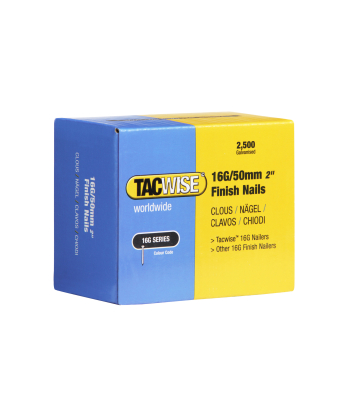 Tacwise Type 16G/50mm Galvanised Finish Nails, Pack of 2500 to suit Tacwise DFN50V, FFN64LHH, GFN64V, FCT50LHH - Code 0298