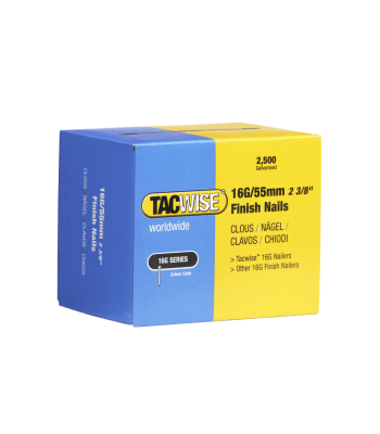 Tacwise Type 16G/55 mm Galvanised Finish Nails, Pack of 2500 to suit Tacwise FFN64LHH, GFN64V - Code 0299