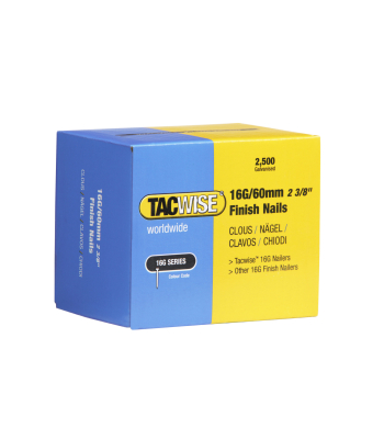 Tacwise Type 16G/60 mm Galvanised Finish Nails, Pack of 2500 to suit Tacwise FFN64LHH, GFN64V - Code 0300