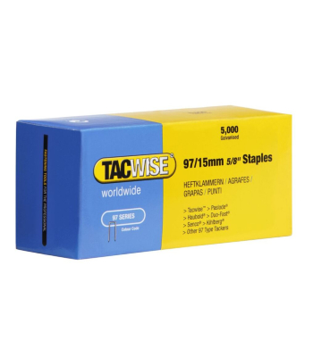 Tacwise Type 97/15mm Narrow Crown Staples, Box of 5000 to suit Tacwise C9725V, C9725VHH - Code 0303