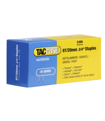 Tacwise Type 97/20mm Narrow Crown Staples, Box of 5000 to suit Tacwise C9725V, C9725VHH - Code 0304