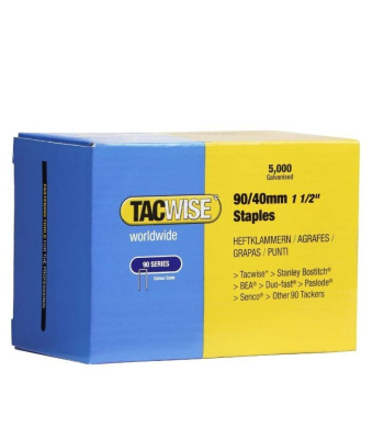 Tacwise Type 90/40mm Narrow Crown Staples, Box of 5000 to suit Tacwise 1326, C9032V, D9040V, C9030VHH, C9040LHH, DNS50PHH  - Code 0311