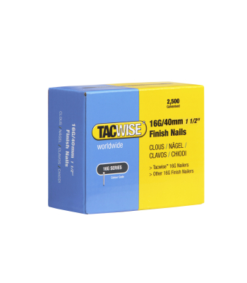 Tacwise Type 16G/40mm Galvanised Finish Nails, Pack of 2500 to suit Tacwise DFN50V, FFN64LHH, GFN64V, FCT50LHH - Code 0319