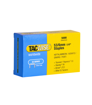 Tacwise Type 53/6mm Heavy Duty Galvanised Staples, Box of 5000 to suit Tacwise Z1-53, Z1-53L, Z1-53T, Z3-53, Z3-53L - Code 0331