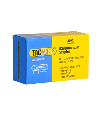 Tacwise Type 53/8mm Heavy Duty Galvanised Staples, Pack of 5000 to suit Tacwise Z1-53, Z1-53L, Z1-53T, Z3-53, Z3-53L - Code 0332