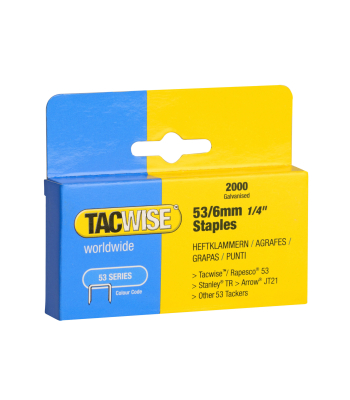 Tacwise Type 53/6mm Heavy Duty Galvanised Staples, Box of 2000 to suit Tacwise Z1-53, Z1-53L, Z1-53T  - Code 0334