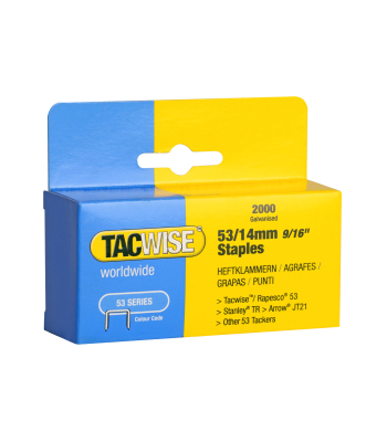 Tacwise Type 53/14mm Galvanised Staples, Box of 2000 to suit Tacwise Z3-53, Z3-53L, Z3-4  - Code 0338