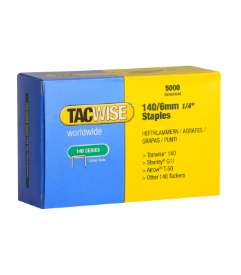 Tacwise Type 140/6mm Galvanised Staples, Box of 5000 to suit Tacwise Z1-140/L Z3-140/L, A11, A54, 140EL and 140-180EL - Code 0340