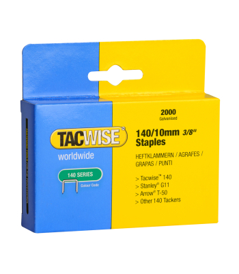 Tacwise Type 140/10mm Galvanised Staples, Box of 2000 to suit Tacwise  Z3-140, Z3-140L, A11, A54, 140EL, 140-180EL tackers - Code 0347