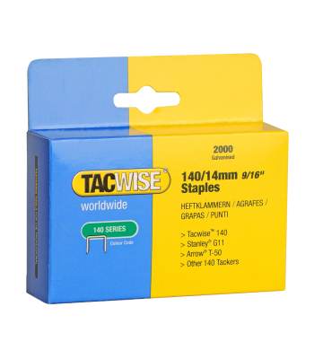 Tacwise Type 140/14mm Galvanised Staples, Box of 2000 to suit Tacwise Z3-140, Z3-140L and 140EL - Code 0349
