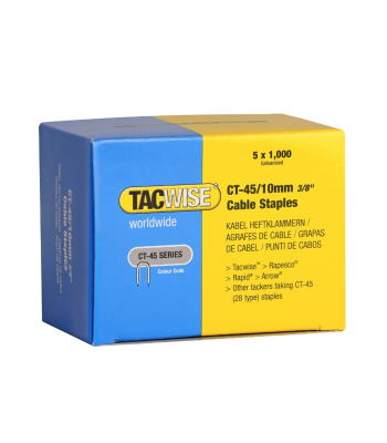 Tacwise Type CT-45/10mm Galvanised Divergent Point Cable Staples, Pack of 5000 to suit Tacwise CT-45 - Code 0352