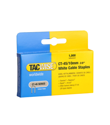 Tacwise Type CT-45 /10 mm Galvanised Divergent Point White Cable Staples, Pack of 5000 to suit Tacwise CT-45 - Code 0353