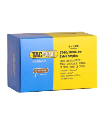 Tacwise Type CT-60/10mm Galvanised Divergent Point Cable Staples, Pack of 5000 to suit Tacwise CT-60 - Code 0354