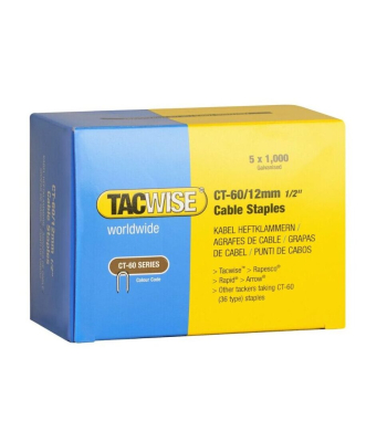 Tacwise Type CT-60/12mm Galvanised Divergent Point Cable Staples, Pack of 5000 to suit Tacwise CT-60 - Code 0355