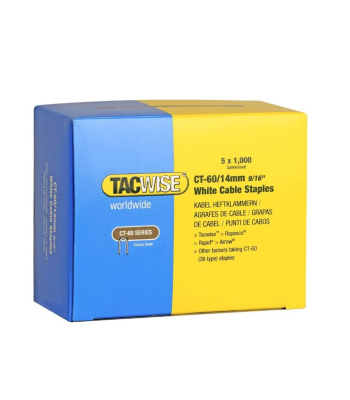 Tacwise Type CT-60/14mm Galvanised Divergent Point White Cable Staples, Pack of 5000 to suit Tacwise CT-60 - Code 0357