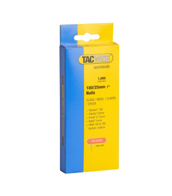 Tacwise Type 18G/25mm Galvanised Brad Nails, Pack of 1000 to suit Tacwise 181EL/S, 191EL/S - Code 0361