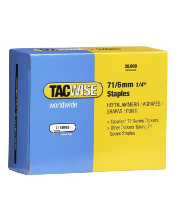 Tacwise Type 71/6mm Galvanised Staples, Box of 20,000 to suit Tacwise A7116V, A7116LN, A7116P - Code 0367