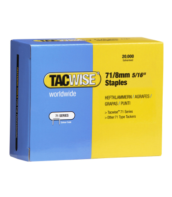 Tacwise Type 71/8mm Galvanised Staples, Box of 20,000 to suit Tacwise A7116V, A7116LN, A7116P - Code 0368