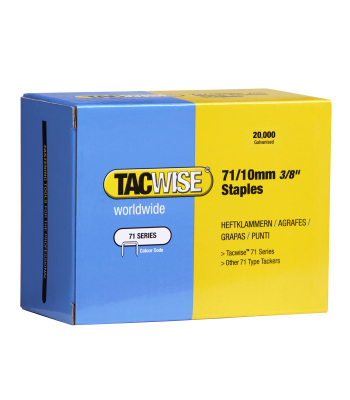 Tacwise Type 71/10mm Galvanised Staples, Box of 20,000 to suit Tacwise A7116V, A7116LN, A7116P - Code 0369
